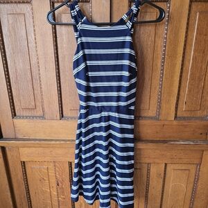 Navy and White Striped Dress